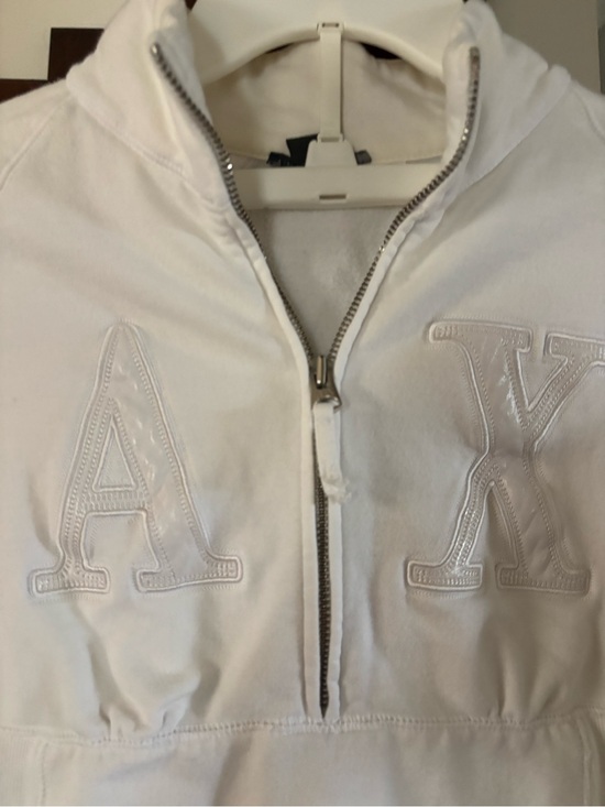 Armani Exchange Sweaters - Armani Exchange White Zip Hoodie with Black Label